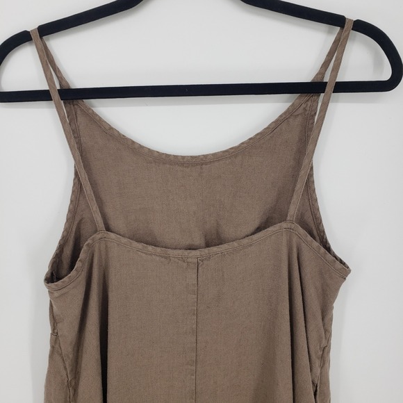 LINENFOX Linen Midi Dress XS Sleeveless Sundress A Line Casual Minimalist Taupe - Picture 8 of 10